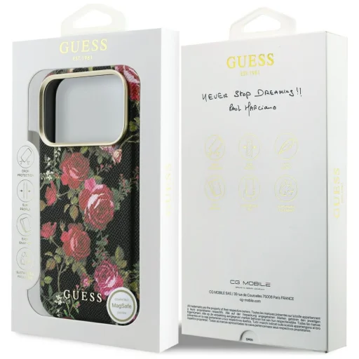  iPhone 18 Pro / 17 Pro fekete Guess Blossom Roses Print MagSafe tok - 8