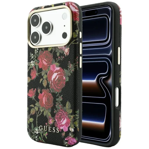  iPhone 18 Pro / 17 Pro fekete Guess Blossom Roses Print MagSafe tok - 1