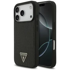  iPhone 17 Pro Max / 18 Pro Max Guess Croco Triangle Logo MagSafe tok, fekete