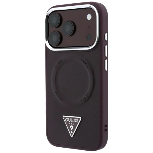  iPhone 18 Pro Max / iPhone 17 Pro Max Guess háromszög logós MagSafe bordó tok - 2