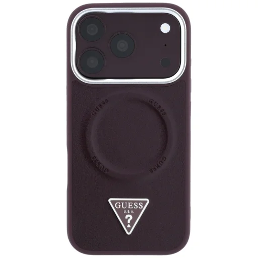  iPhone 18 Pro Max / iPhone 17 Pro Max Guess háromszög logós MagSafe bordó tok - 3