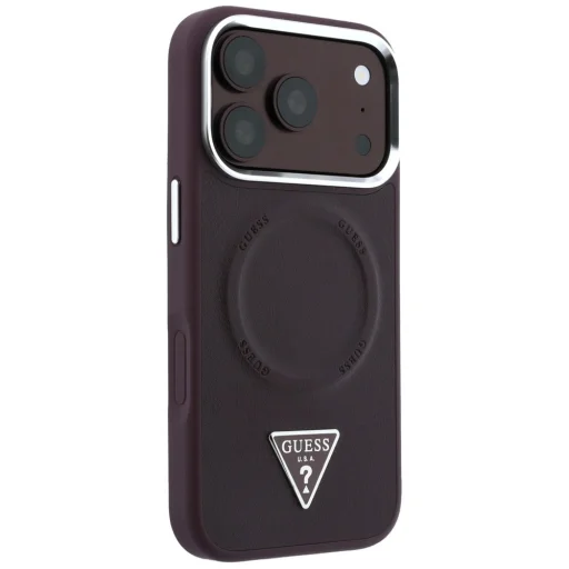 iPhone 18 Pro Max / iPhone 17 Pro Max Guess háromszög logós MagSafe bordó tok - 4