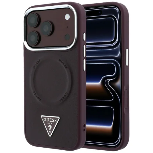  iPhone 18 Pro Max / iPhone 17 Pro Max Guess háromszög logós MagSafe bordó tok - 1