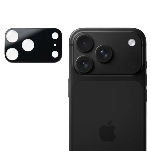  iPhone 18 Pro Max fekete Techsuit teljes kameravédő edzett üvegfólia - 1