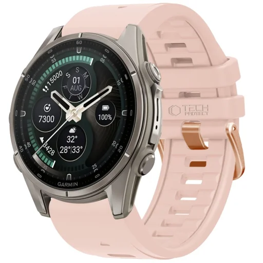 Tech-Protect Silicone óraszíj Garmin Fenix 5S / 5S Plus / 6S / 6S Pro / 7S / 8 / 9 / 9 Pro (43 mm) készülékhez, púderrózsaszín - 1