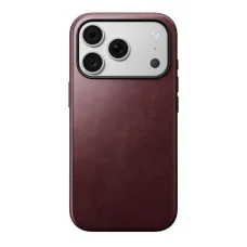  iPhone 18 Pro és iPhone 17 Pro készülékhez való bordó NOMAD Modern Leather Case Horween® bőrtok