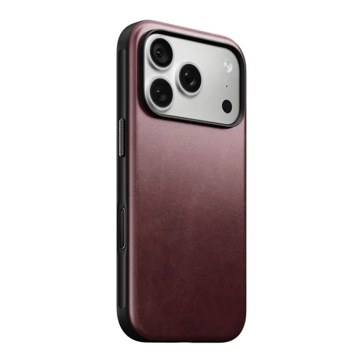  iPhone 18 Pro és iPhone 17 Pro készülékhez való bordó NOMAD Modern Leather Case Horween® bőrtok - 2