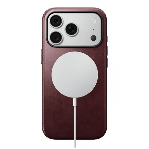  iPhone 18 Pro és iPhone 17 Pro készülékhez való bordó NOMAD Modern Leather Case Horween® bőrtok - 3