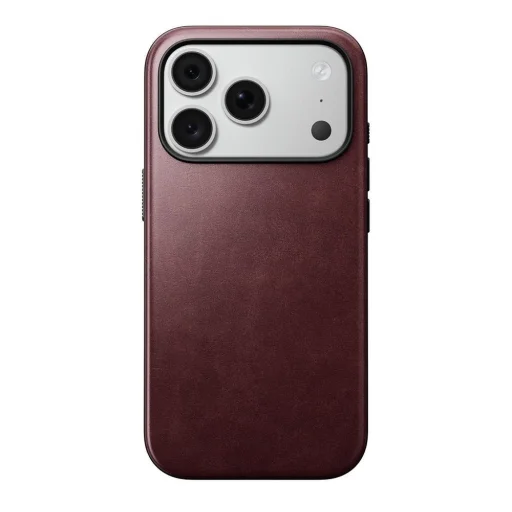  iPhone 18 Pro és iPhone 17 Pro készülékhez való bordó NOMAD Modern Leather Case Horween® bőrtok - 1