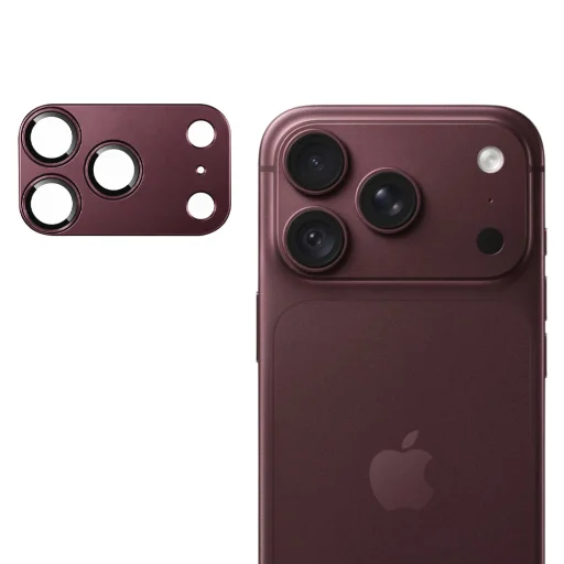  iPhone 18 Pro Max sötét cseresznyeszínű Techsuit edzett üveg kameravédő fólia, teljes kamerafedéssel - 1