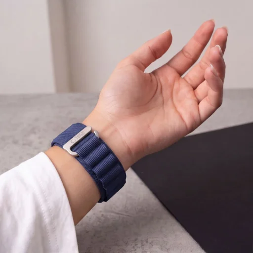  Apple Watch 8/9/10/11/12/SE/Ultra (44/45/46/49 mm) sötétkék Tech-Protect Nylon Pro fonott nejlon óraszíj - 5