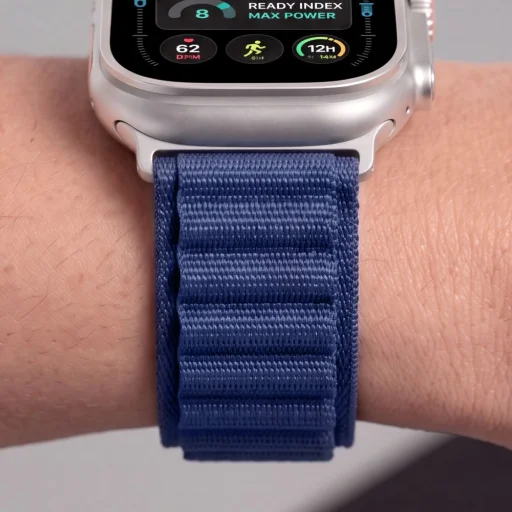  Apple Watch 8/9/10/11/12/SE/Ultra (44/45/46/49 mm) sötétkék Tech-Protect Nylon Pro fonott nejlon óraszíj - 8