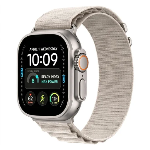  Apple Watch 8/9/10/11/12/SE/Ultra 44/45/46/49 mm Tech-Protect Nylon Pro fonott nejlon óraszíj, csillagfény színben - 2