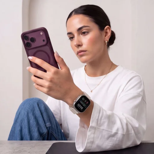  Apple Watch 8/9/10/11/12/SE/Ultra 44/45/46/49 mm Tech-Protect Nylon Pro fonott nejlon óraszíj, csillagfény színben - 4