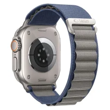  Apple Watch 8/9/10/11/12/SE/Ultra modellekhez, 44–49 mm-es Tech-Protect Nylon Pro fonott nejlon óraszíj, sötétkék-szürke