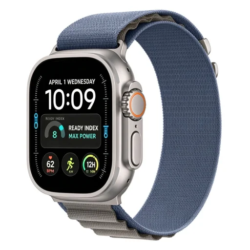  Apple Watch 8/9/10/11/12/SE/Ultra modellekhez, 44–49 mm-es Tech-Protect Nylon Pro fonott nejlon óraszíj, sötétkék-szürke - 2