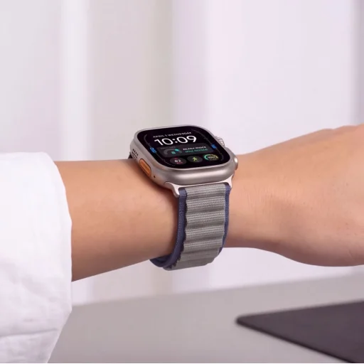 Apple Watch 8/9/10/11/12/SE/Ultra modellekhez, 44–49 mm-es Tech-Protect Nylon Pro fonott nejlon óraszíj, sötétkék-szürke - 8