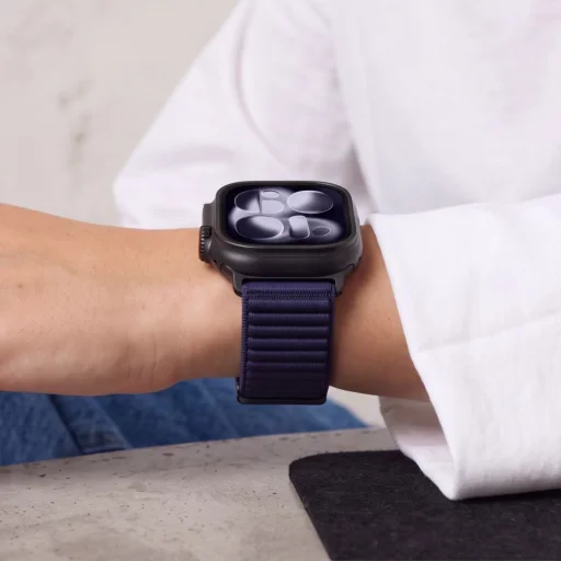  Apple Watch 8/9/10/11/12/SE/Ultra (44/45/46/49 mm) sötétkék Tech-Protect NylonLoop tépőzáras szíj - 8
