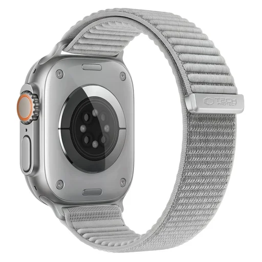  Apple Watch 8/9/10/11/SE/Ultra 44/45/46/49 mm Tech-Protect NylonLoop tépőzáras óraszíj, világosszürke - 2