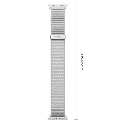  Apple Watch 8/9/10/11/SE/Ultra 44/45/46/49 mm Tech-Protect NylonLoop tépőzáras óraszíj, világosszürke - 3