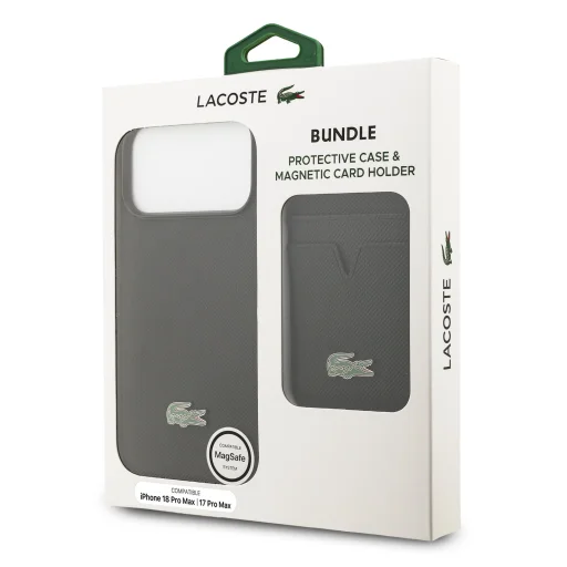  iPhone 18 Pro Max MagSafe tok és pénztárca – Lacoste Iconic Petit Pique, fekete - 10