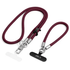 Tech-Protect C10S Rope vállon átvethető és csuklópánt szett, bordó/titánszínű