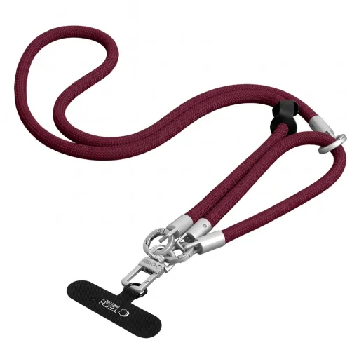 Tech-Protect C10S Rope vállon átvethető és csuklópánt szett, bordó/titánszínű - 5