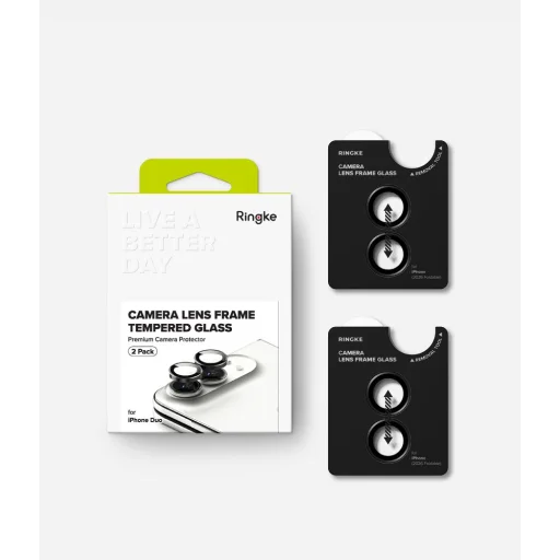  Apple iPhone Duo Ringke Camera Frame Protector kameravédő, fekete, 2 készlet - 7