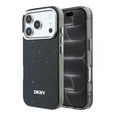  iPhone 18 Pro Max fekete DKNY strasszköves PC/TPU MagSafe tok