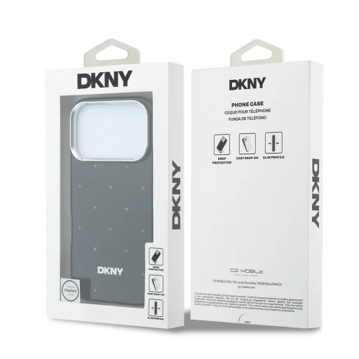  iPhone 18 Pro Max fekete DKNY strasszköves PC/TPU MagSafe tok - 7