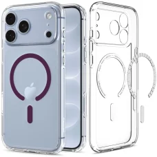  Apple iPhone 17 Pro Max / 18 Pro Max Spigen Ultra Hybrid MagSafe tok, átlátszó-bordó
