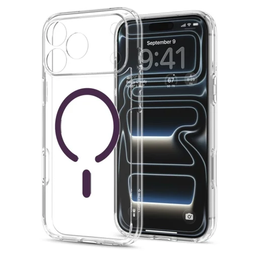  Apple iPhone 17 Pro Max / 18 Pro Max Spigen Ultra Hybrid MagSafe tok, átlátszó-bordó - 3