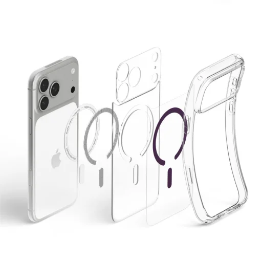  Apple iPhone 17 Pro Max / 18 Pro Max Spigen Ultra Hybrid MagSafe tok, átlátszó-bordó - 6