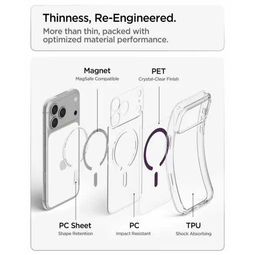  Apple iPhone 17 Pro Max / 18 Pro Max Spigen Ultra Hybrid MagSafe tok, átlátszó-bordó - 9