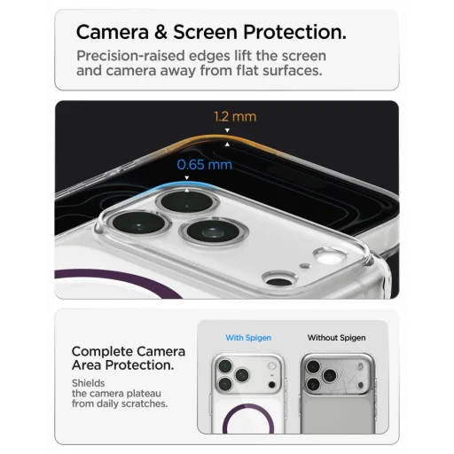  Apple iPhone 17 Pro / 18 Pro átlátszó-bordó Spigen Ultra Hybrid MagSafe tok - 14