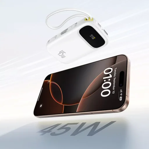 Baseus EnerFill FC31 Qpow 3 külső akkumulátor, 20 000 mAh, 45 W, fehér - 5