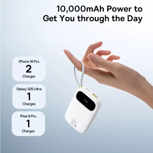 Baseus EnerFill FC31 10000 mAh, 22,5 W külső akkumulátor, fehér – P10082106213-00 - 3