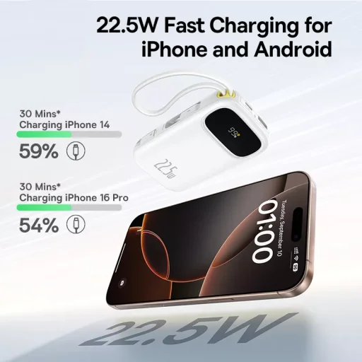 Baseus EnerFill FC31 10000 mAh, 22,5 W külső akkumulátor, fehér – P10082106213-00 - 4