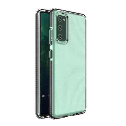 Priehľadný TPU kryt Samsung Galaxy A12 / Galaxy M12 s farebným rámom čierny - 1