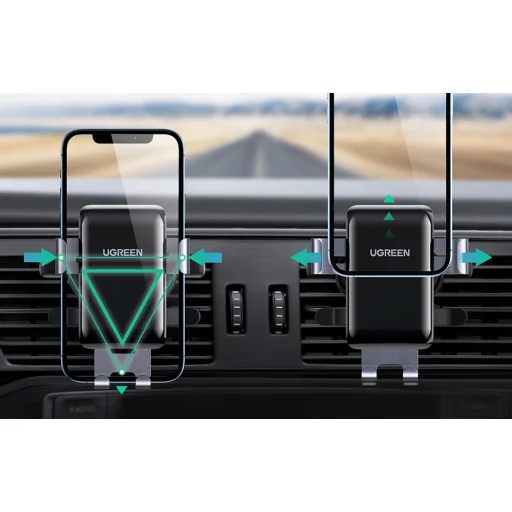 Ugreen LP274 Gravity autós telefontartó, szellőző lamellára fekete - 6