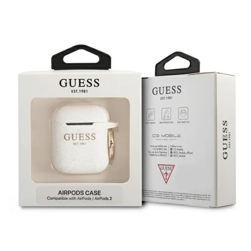 Guess GUA2SGGEH Silicone Glitter AirPods 1/2 tok fehér - 3