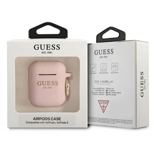 Guess GUA2SGGEP Silicone Glitter AirPods 1/2 tok pink - 3