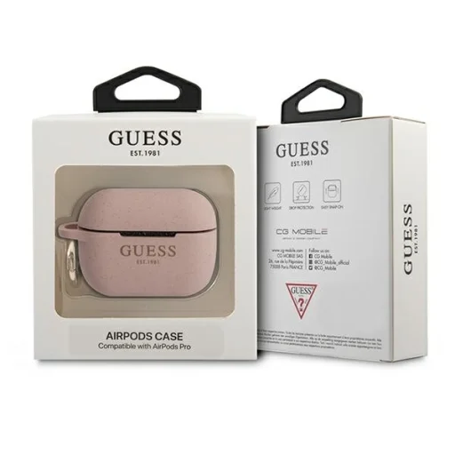 Guess GUAPSGGEP Silicone Glitter AirPods Pro 1/2 tok pink - 3