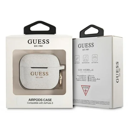 Guess GUA3SGGEH Silicone Glitter AirPods 3 tok fehér - 2