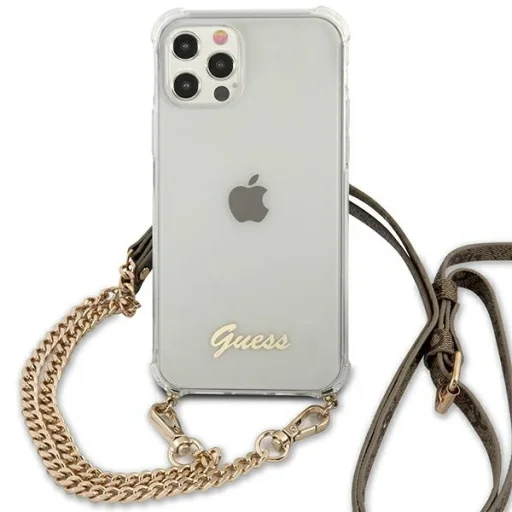 iPhone 12/ 12 Pro Guess GUHCP12MKC4GSGO Gold Chain tok lánccal átlátszó - 2