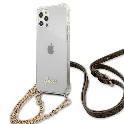 iPhone 12/ 12 Pro Guess GUHCP12MKC4GSGO Gold Chain tok lánccal átlátszó - 3