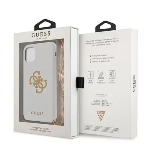 iPhone 12/ 12 Pro Guess 4G GUHCP12MLSC4GWH Gold Chain tok lánccal fehér - 4