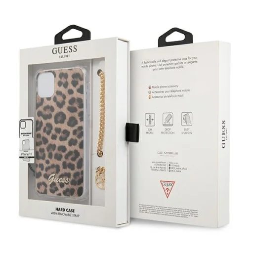 iPhone 11 Guess GUHCN61KSLEO Leopard Gold Chain tok lánccal - 6