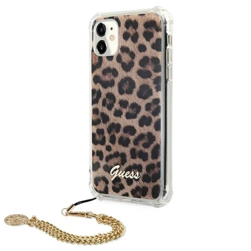 iPhone 11 Guess GUHCN61KSLEO Leopard Gold Chain tok lánccal - 2