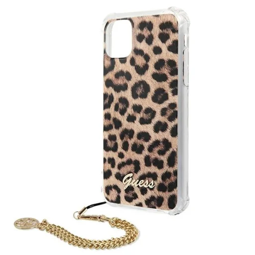 iPhone 11 Guess GUHCN61KSLEO Leopard Gold Chain tok lánccal - 5